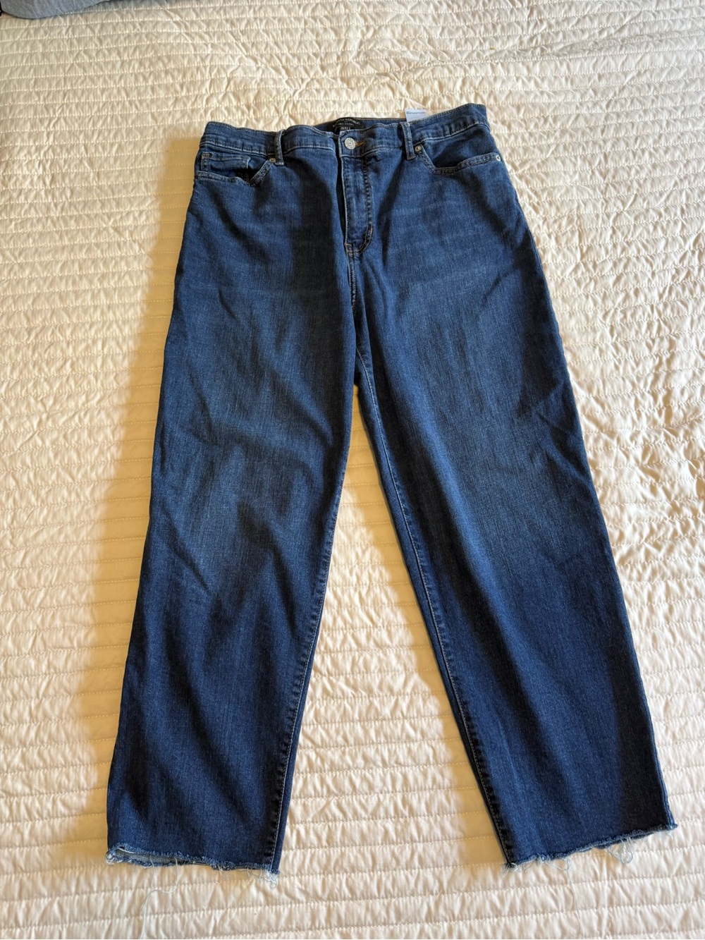 Banana Republic Curvy Straight Jeans Size 31 Dark Wash Raw Hem High Rise
